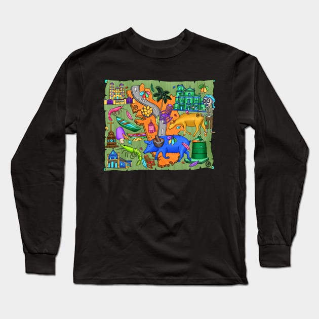 Cute Skeleton - Día De Los Muertos - Goa - Doodle Village Life - Long Sleeve T-Shirt by Scriptnbones